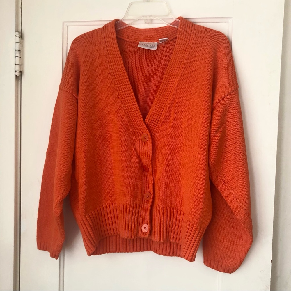 Bright orange cotton vintage cardigan